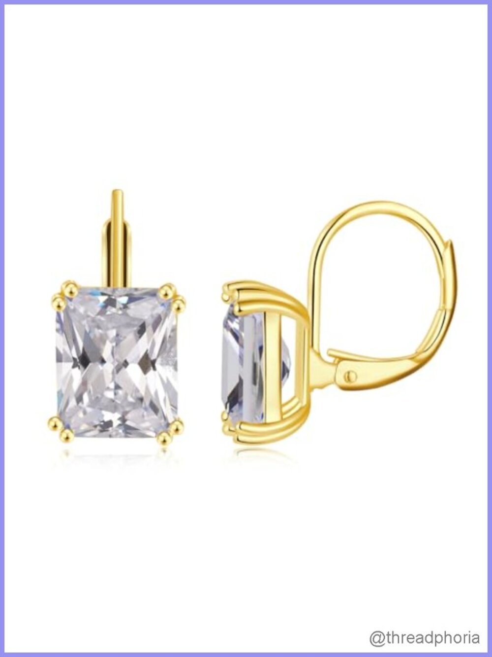18K Gold Plated CZ Leverback Drop Dangle Earrings for Women